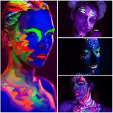 NeonAura – Halloween Neon Fluoresoiva UV-vartalomaalisetti kasvoille ja vartalolle, Glow in the Dark, juhla- ja festivaaliväri