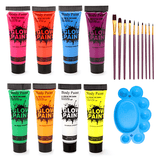 NeonAura – Halloween Neon Fluoresoiva UV-vartalomaalisetti kasvoille ja vartalolle, Glow in the Dark, juhla- ja festivaaliväri