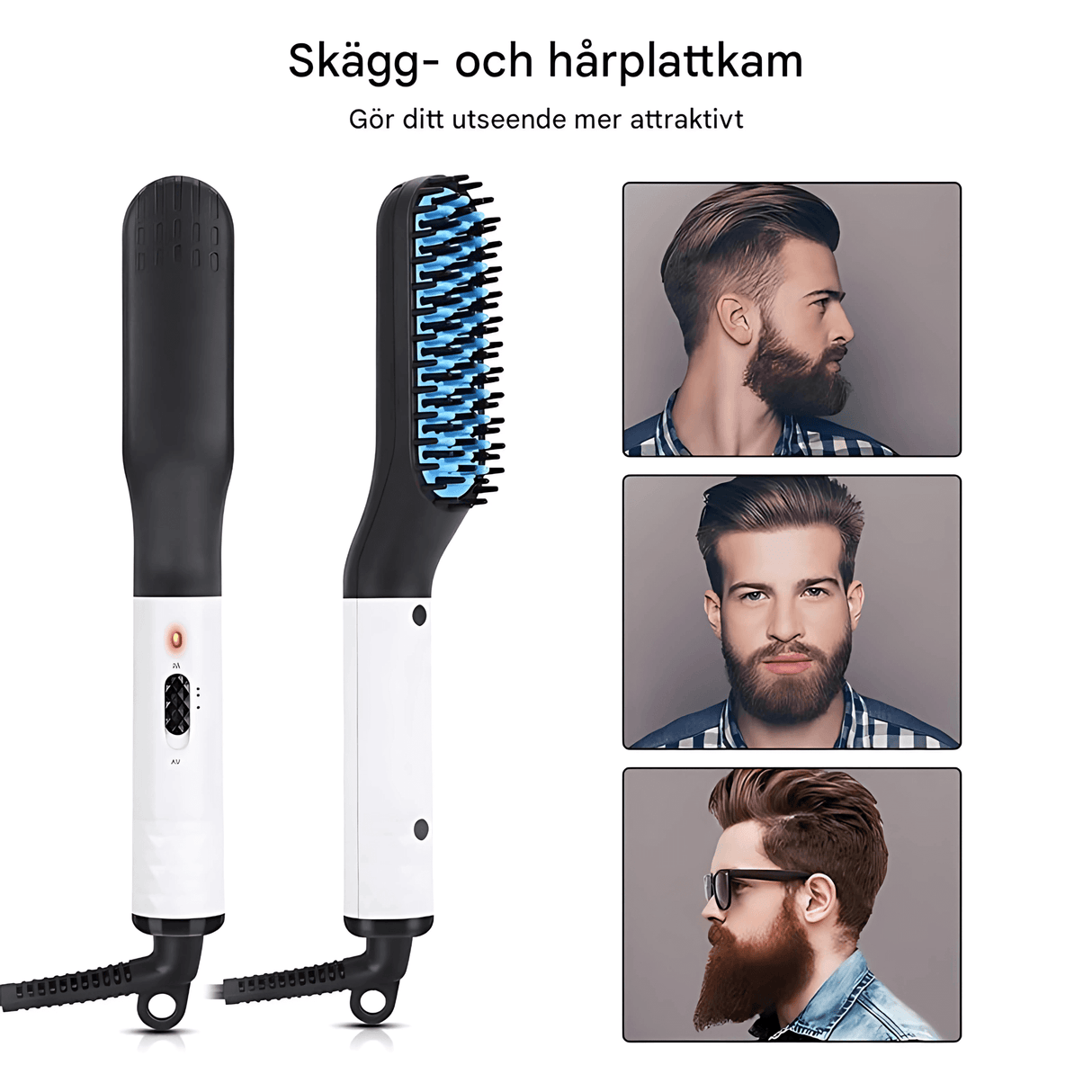 GroomFlex – Sähköinen kampa ja hiustenmuotoilija, jossa ionisointi ja säädettävä lämpötila partalle ja hiuksille