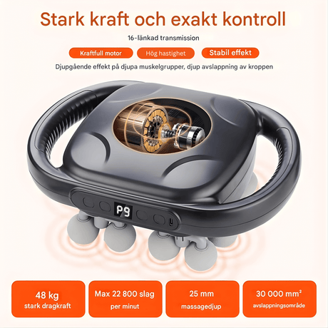 PulseRelief – 16-Huvuds Massagepistol med 9 Lägen & 20 Intensitetsnivåer för Hela Kroppen