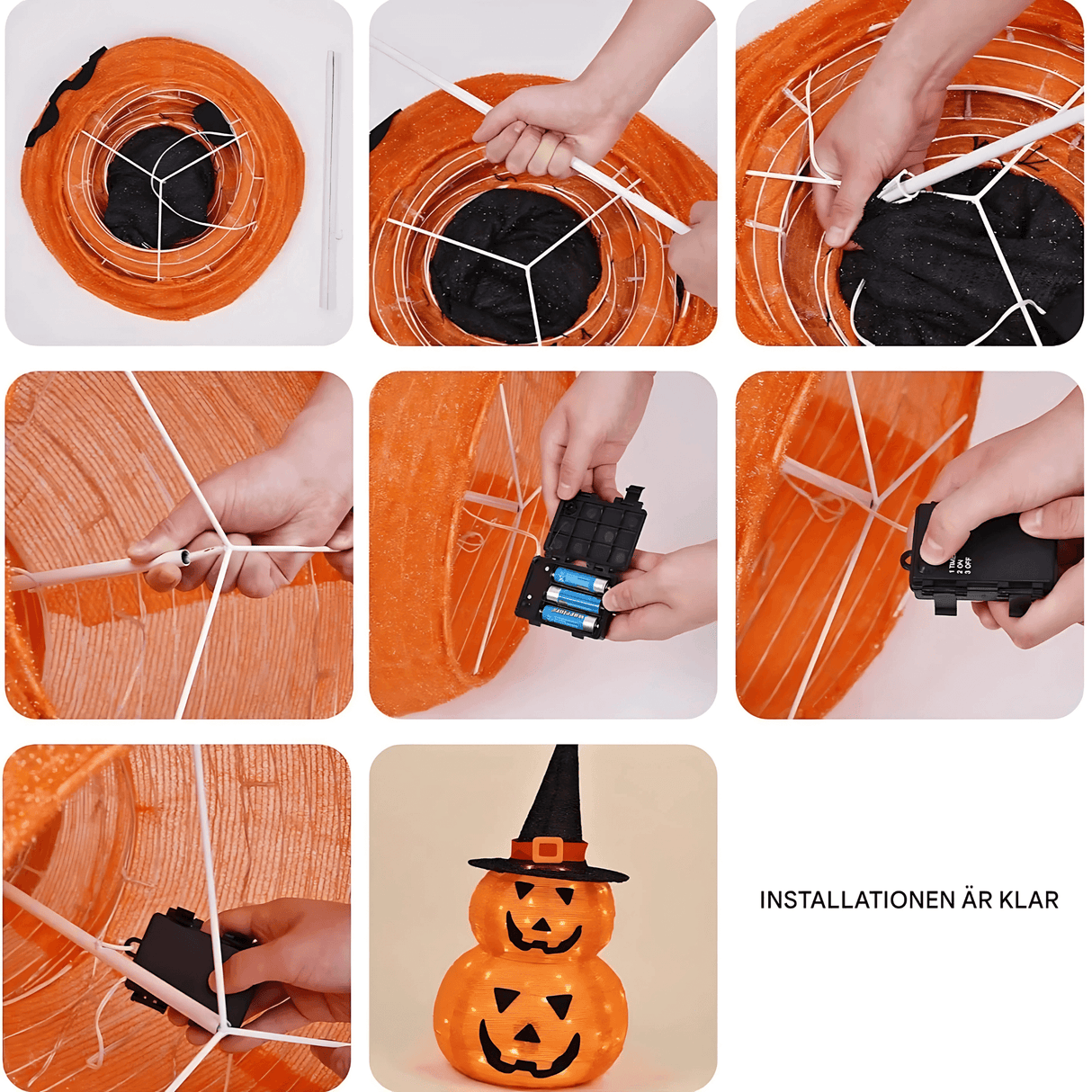 GlowPump – Taitettava valaistu Halloween-kurpitsa LED-valolla, ajastimella ja paristokäyttöisellä koristeella sisä- ja ulkokäyttöön