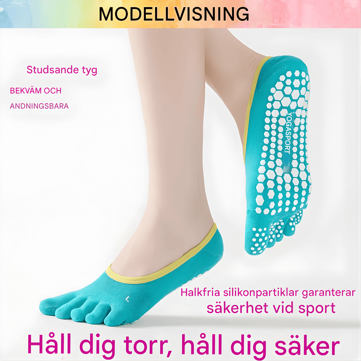 YogiGrip – Fem-Tå Yoga Strumpor med Halkskydd & Andningsbar Komfort för Kvinnor