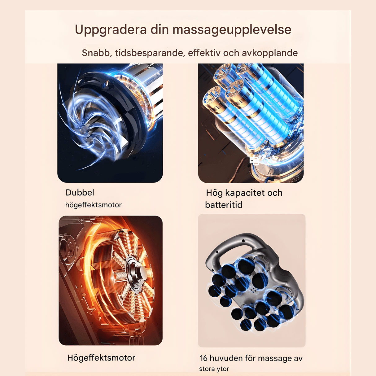 MyoRelief – Professionell Muskelmassagepistol med 16 Massagehuvuden & 9 Lägen för Djupare Återhämtning