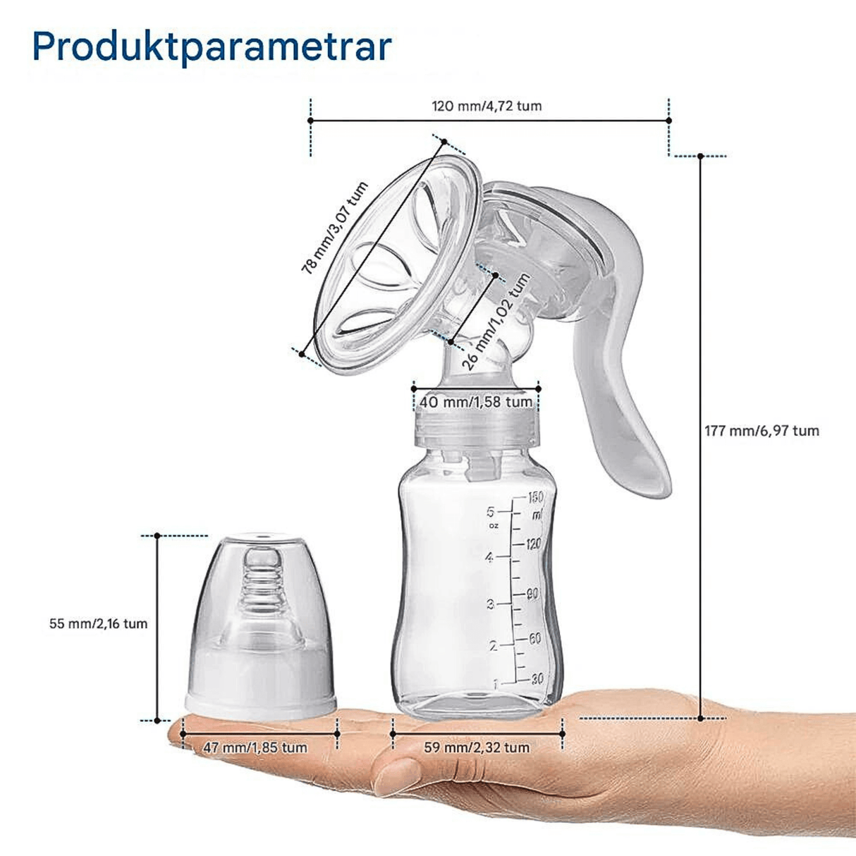 LactiMate – Manuaalinen rintapumppu BPA-vapaasta silikonista, ergonomisella kahvalla ja hiljaisella käynnin