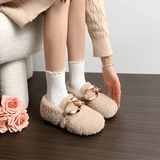 CozyGleam – Plush Faux Fur Cozy Shoes med Guldspänne och Teddy-Textur för Hem och Utomhus