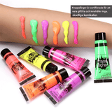 NeonAura – Halloween Neon Fluoresoiva UV-vartalomaalisetti kasvoille ja vartalolle, Glow in the Dark, juhla- ja festivaaliväri
