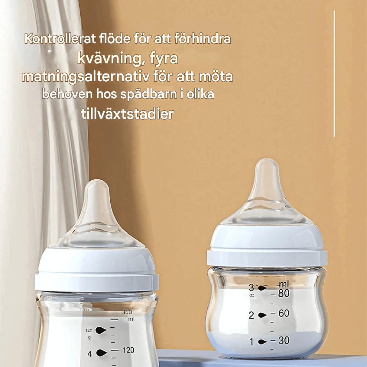 BabyFlow – Anti-Kolik-lasipullo pehmeällä silikonituttilla ja säädettävällä virtauksella