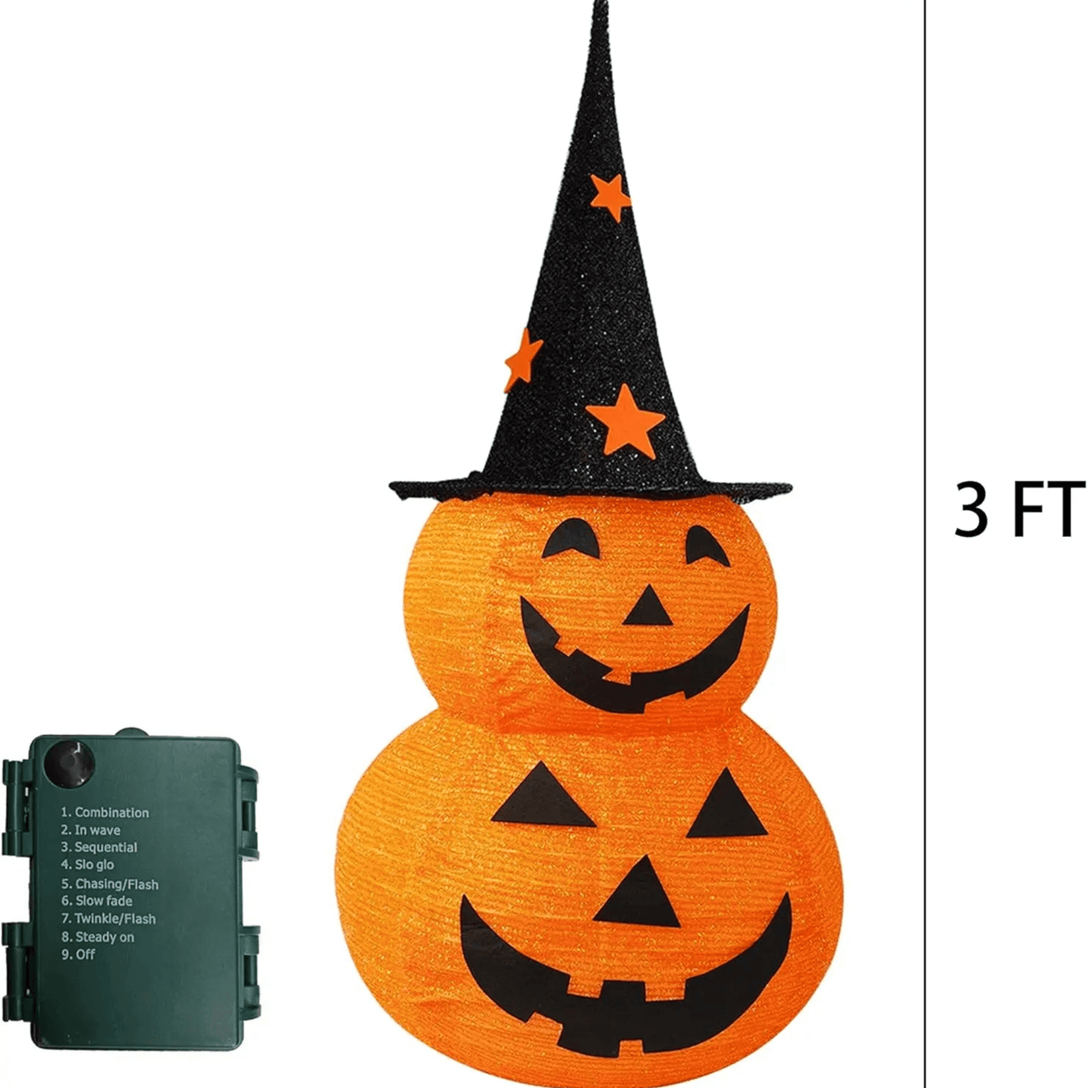 GlowPump – Taitettava valaistu Halloween-kurpitsa LED-valolla, ajastimella ja paristokäyttöisellä koristeella sisä- ja ulkokäyttöön