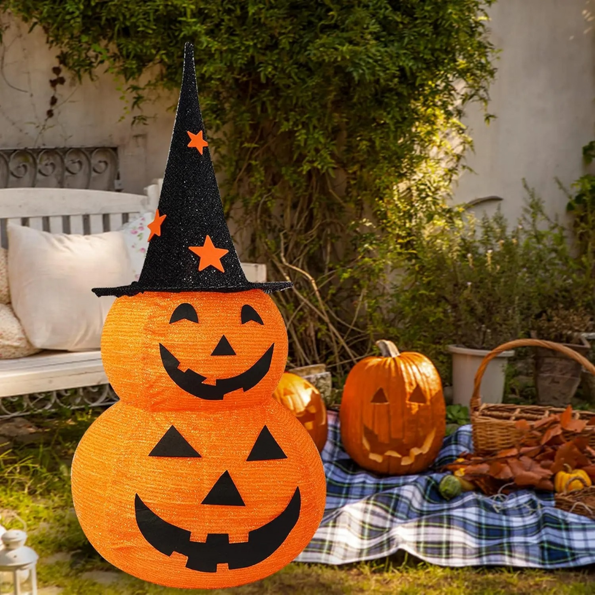GlowPump – Taitettava valaistu Halloween-kurpitsa LED-valolla, ajastimella ja paristokäyttöisellä koristeella sisä- ja ulkokäyttöön