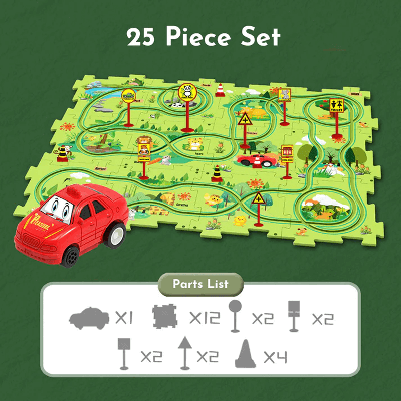 Rautatiepuzzle-lelusetti – tee-se-itse-paketti, joka kehittää lasten motorisia taitoja ja luovuutta
