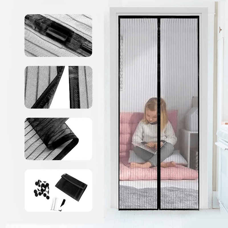 Magneettinen hyttysverkko ovelle automaattisella sulkemisella | Hyönteisverkko magneettilukolla - hyttyssuojaus terassille, parvekkeelle ja sisäänkäynnille (useita kokoja)