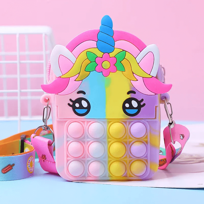 Paina Pop Bubbla -laukku – silikoninen fidget-käsilaukku lapsille, jossa on aistillinen leikki