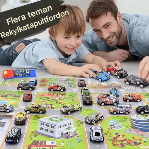 Lasten mini-kilpa-autosetti – kestävä rakenne ja jousitus