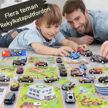 Lasten mini-kilpa-autosetti – kestävä rakenne ja jousitus