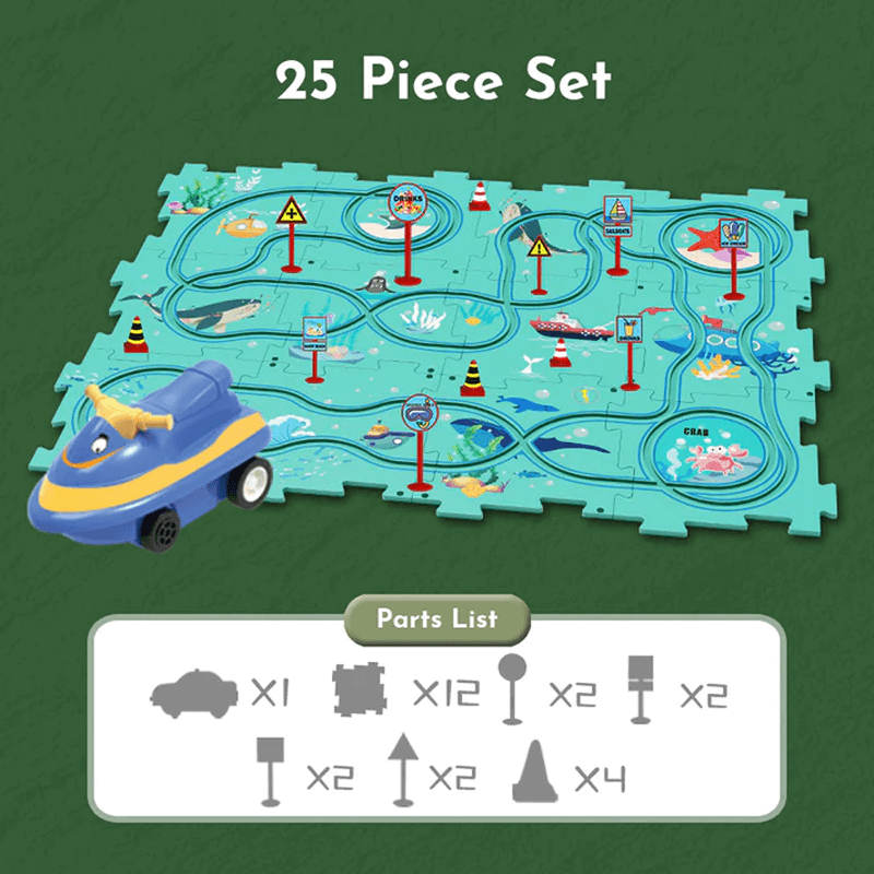 Rautatiepuzzle-lelusetti – tee-se-itse-paketti, joka kehittää lasten motorisia taitoja ja luovuutta