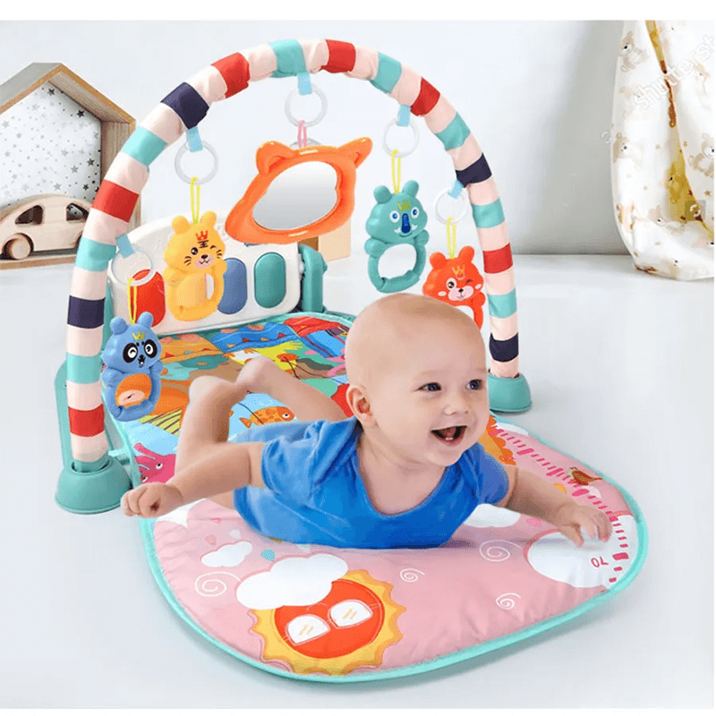 Baby Playmat with Music & Toys | 3-in-1 Activity Gym vastasyntyneille ja vauvoille - Pehmeä, kannettava ja kehittävä leikki 0-18 kuukautta