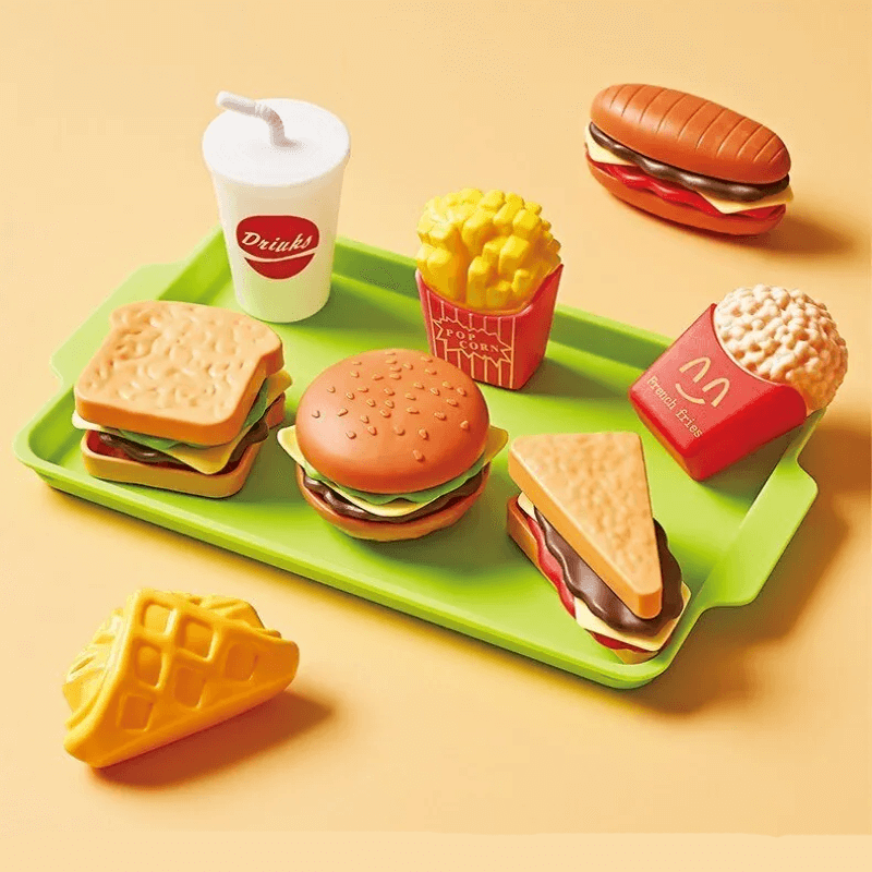 Mini Pretend Food Set – Realistinen hampurilaislautanen lasten roolileikkeihin