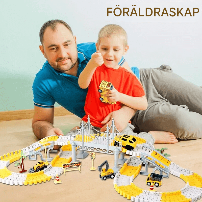 Insinöörien autotie – Rakennettava kilparata mini-insinöörien autoilla lapsille