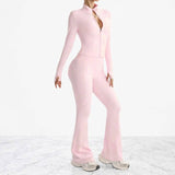 AeroFlare – Nopeasti kuivuva naisten treenisetti, jossa on kapea takki ja levenevät trikoot joogaan, treenaamiseen ja jokapäiväiseen käyttöön