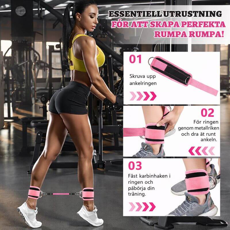 BootyFlex – Nilkkapohjainen vastuskuminauhasetti säädettävällä kuormituksella jalkoihin, lantioon ja kotitreeneihin