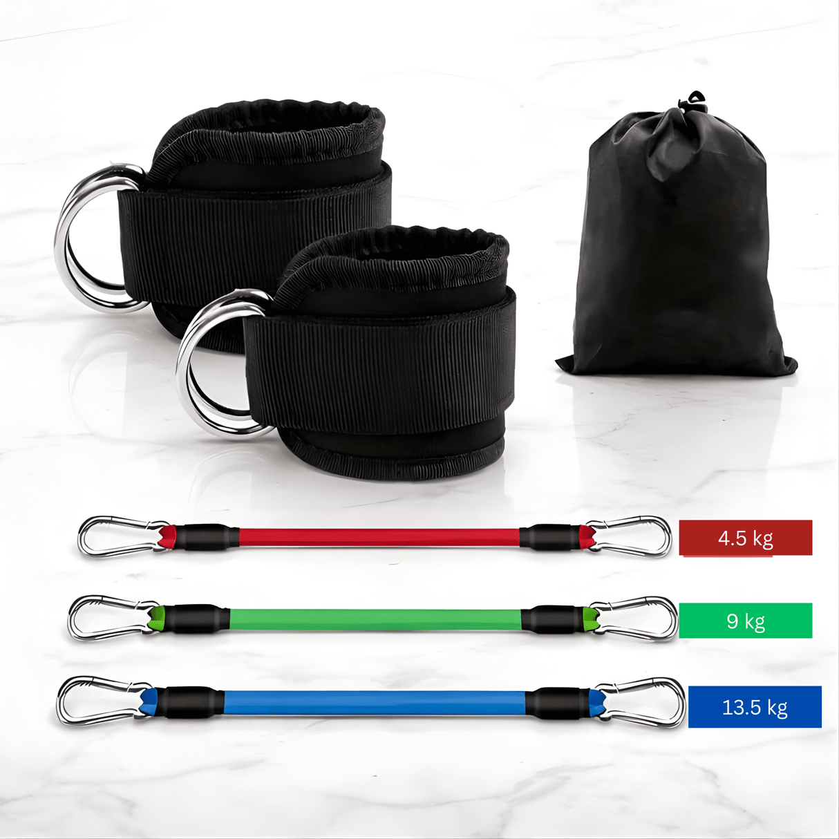 BootyFlex – Nilkkapohjainen vastuskuminauhasetti säädettävällä kuormituksella jalkoihin, lantioon ja kotitreeneihin