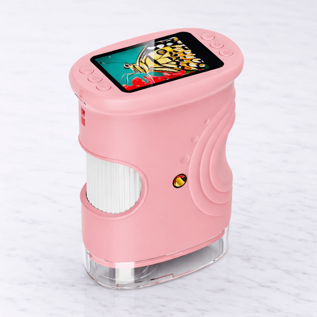 PocketScope – Kädessä pidettävä digitaalinen lastenmikroskooppi, 2 tuuman näyttö, jopa 1000-kertainen suurennus ja valokuva- ja videotoiminto