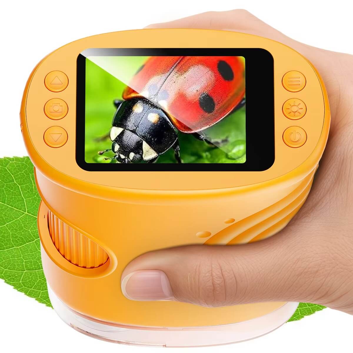 PocketScope – Kädessä pidettävä digitaalinen lastenmikroskooppi, 2 tuuman näyttö, jopa 1000-kertainen suurennus ja valokuva- ja videotoiminto