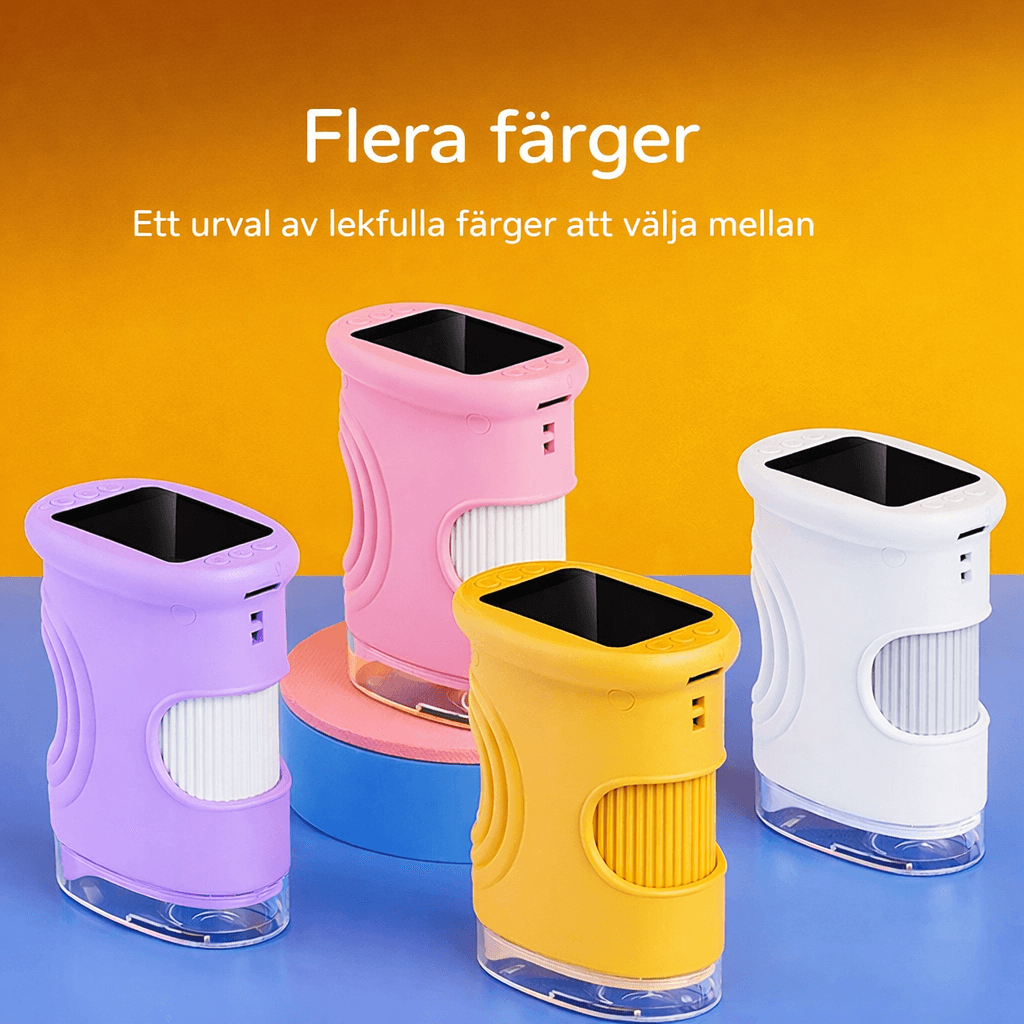 PocketScope – Kädessä pidettävä digitaalinen lastenmikroskooppi, 2 tuuman näyttö, jopa 1000-kertainen suurennus ja valokuva- ja videotoiminto