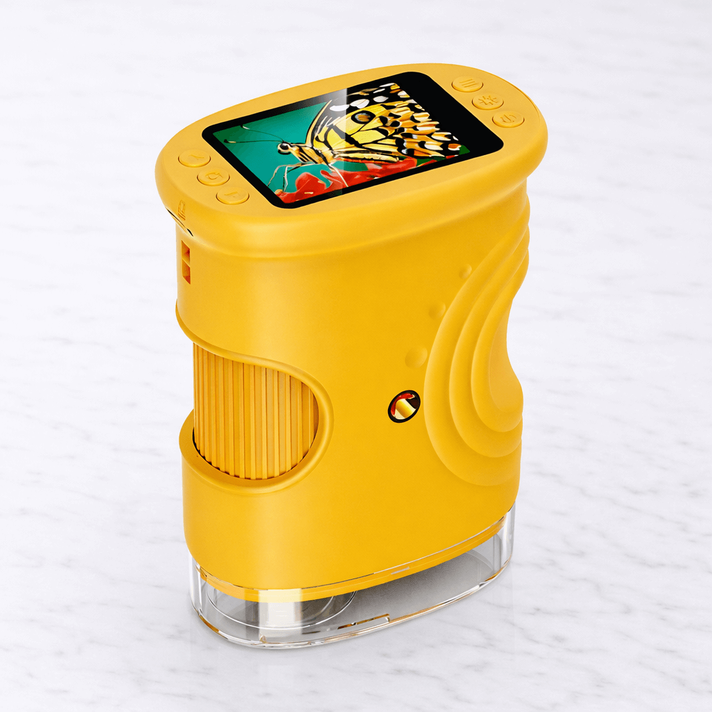 PocketScope – Kädessä pidettävä digitaalinen lastenmikroskooppi, 2 tuuman näyttö, jopa 1000-kertainen suurennus ja valokuva- ja videotoiminto