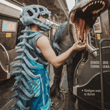 RexBone – Pehmeä pehmoleluinen dinosaurusluurankohattu lapsille ja aikuisille – Hauska ja konepestävä cosplay-asuste halloweenia, syntymäpäiviä ja teemajuhlia varten