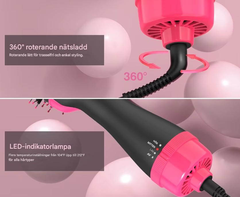 StylePro - 4-in-1 kuumailmaharja föönaukseen, tuuheuttamiseen ja muotoiluun | Helppo hiusten muotoilu yhdellä laitteella