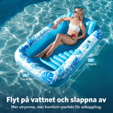 SolRaft – Ilmatäytteinen vesisänky ja aurinkotuolit aikuisille, irrotettavalla niskatuella ja 2 juomapidikkeellä – Kannettava uima-allas ja kelluvat aurinkotuolit – 177 × 117 cm