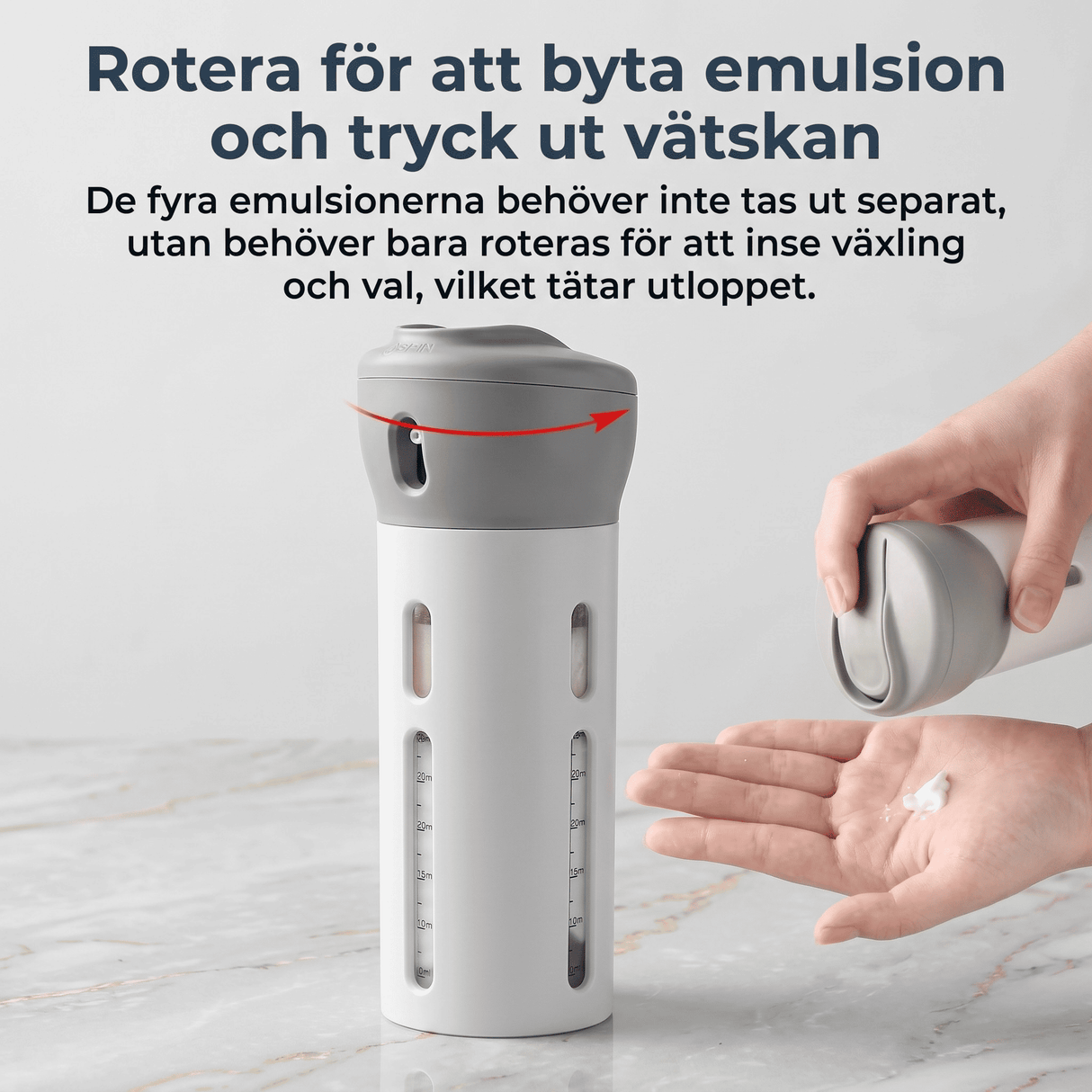 SpinFill – 4-in-1-kiertävä matkailudispenseri, jossa on vuotamattomat 40 ml:n täyttöpullot – Kompakti matkapullo