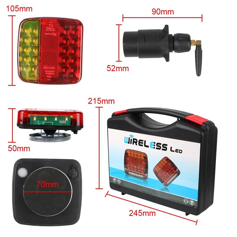 TrailMagnet - Magneettiset langattomat LED-takavalot perävaunuihin, asuntovaunuihin ja kuorma-autoihin | 5-toiminen langaton jarruvalo