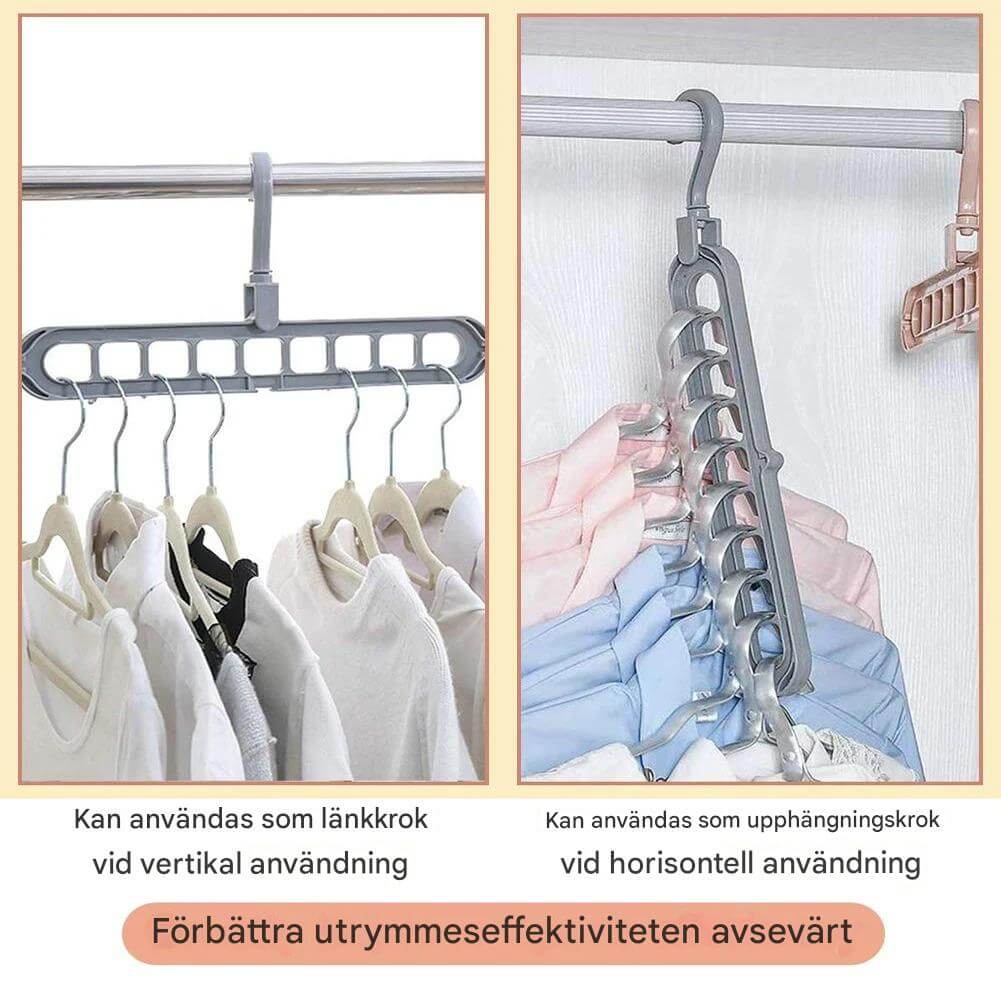 ClosetEase - Tilaa säästävä takin ripustin | Monikäyttöinen ripustin, jossa 9 koukkua ja 360° pyörivä koukku