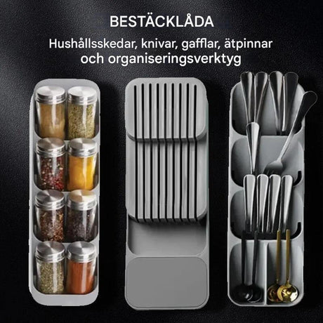 CutliBox - Älykäs keittiön säilytysalus ruokailuvälineille, veitsille ja maustepulloille | Monikäyttöinen järjestäjä