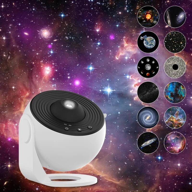 CosmaView - Tähtitaivaan projektorilamppu lastenhuoneeseen ja makuuhuoneeseen | Galaxy-projektori, jossa on 360° pyöritysmahdollisuus.