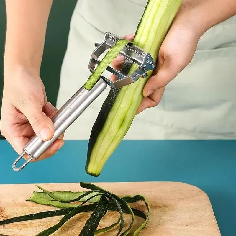 EasyGrate - Monikäyttöinen 4-in-1 ruostumattomasta teräksestä valmistettu kuorimalaite ja raastin | Helppo ja nopea leikkaaminen keittiössä.