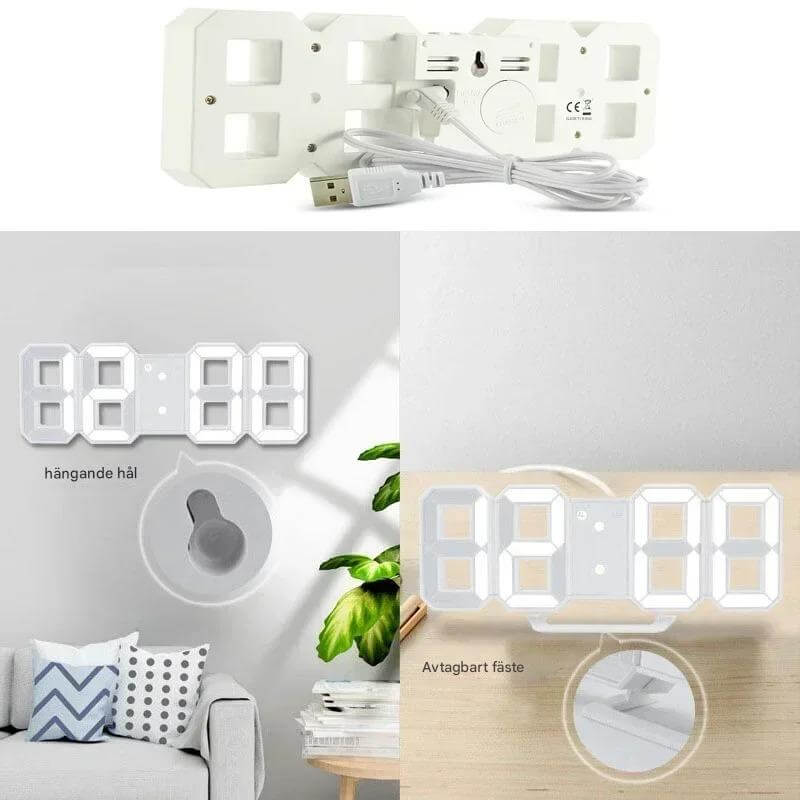 BrightChrono - 3D digitaalinen LED seinä- ja pöytä kello | Tyylikäs aikanäyttö kotiin ja toimistoon.