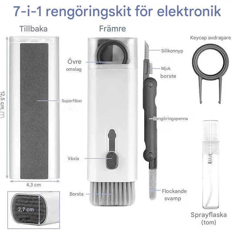 CleanMate - 7-in-1 näppäimistön ja kuulokkeiden puhdistussarja | Älykäs hoitoratkaisu tietokoneelle ja teknisille vempaimille.