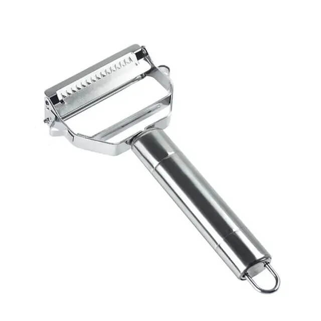 EasyGrate - Monikäyttöinen 4-in-1 ruostumattomasta teräksestä valmistettu kuorimalaite ja raastin | Helppo ja nopea leikkaaminen keittiössä.