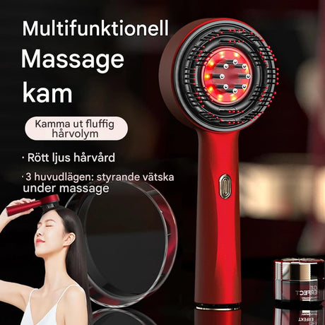 Punaisen valon terapian sähköinen hierontakampa - öljyn annostelijan kanssa